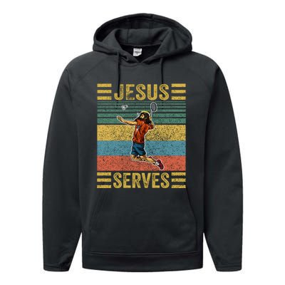 Jesus Serves Badminton Vintage Performance Fleece Hoodie