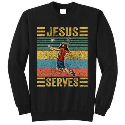 Jesus Serves Badminton Vintage Sweatshirt