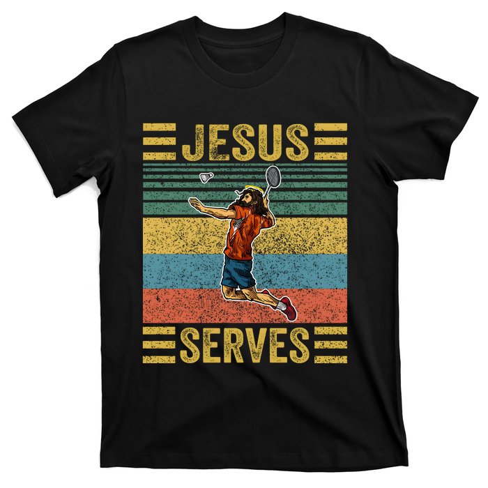 Jesus Serves Badminton Vintage T-Shirt