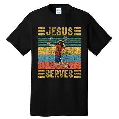 Jesus Serves Badminton Vintage Tall T-Shirt