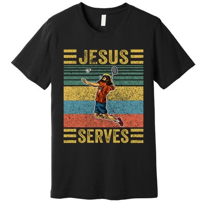 Jesus Serves Badminton Vintage Premium T-Shirt