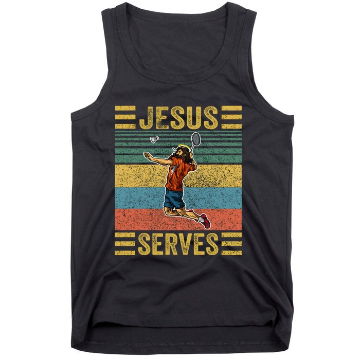 Jesus Serves Badminton Vintage Tank Top