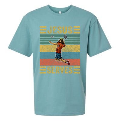 Jesus Serves Badminton Vintage Sueded Cloud Jersey T-Shirt