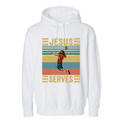 Jesus Serves Badminton Vintage Garment-Dyed Fleece Hoodie