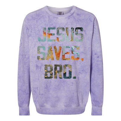 Jesus Saves Bro Christian Colorblast Crewneck Sweatshirt