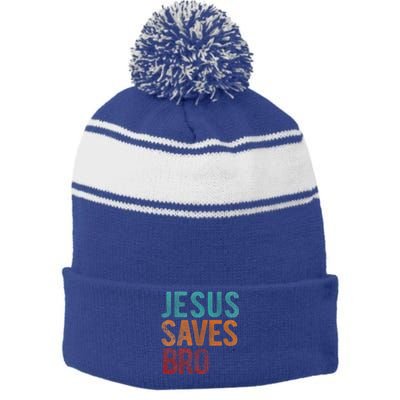 Jesus Saves Bro Christian Religious Jesus Stripe Pom Pom Beanie