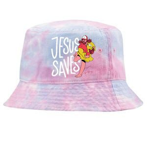 Jesus Saves Baseball Tie-Dyed Bucket Hat