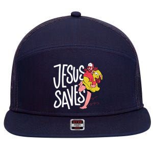 Jesus Saves Baseball 7 Panel Mesh Trucker Snapback Hat