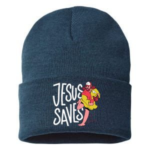 Jesus Saves Baseball Sustainable Knit Beanie