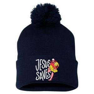 Jesus Saves Baseball Pom Pom 12in Knit Beanie