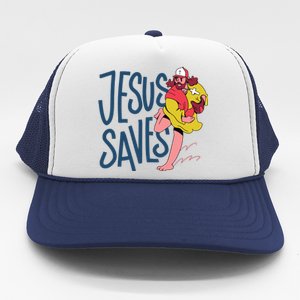 Jesus Saves Baseball Trucker Hat