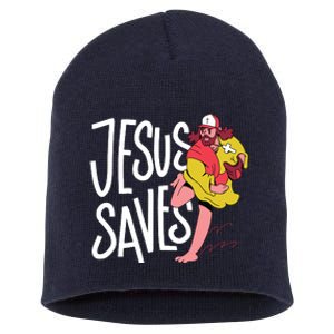 Jesus Saves Baseball Short Acrylic Beanie