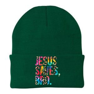 Jesus Saves Bro Tie Dye Christian Faith Jesus Lovers Knit Cap Winter Beanie