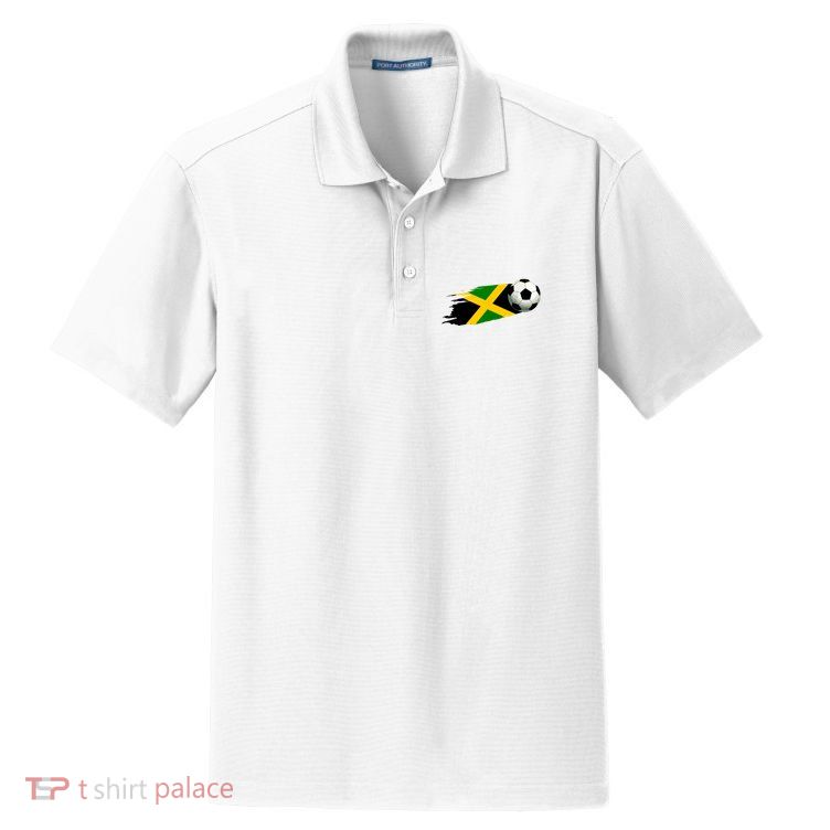 Jamaica Soccer Ball Jamaica Flag Jersey Jamaican Football Dry Zone Grid Polo