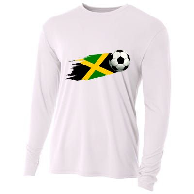 Jamaica Soccer Ball Jamaica Flag Jersey Jamaican Football Cooling Performance Long Sleeve Crew