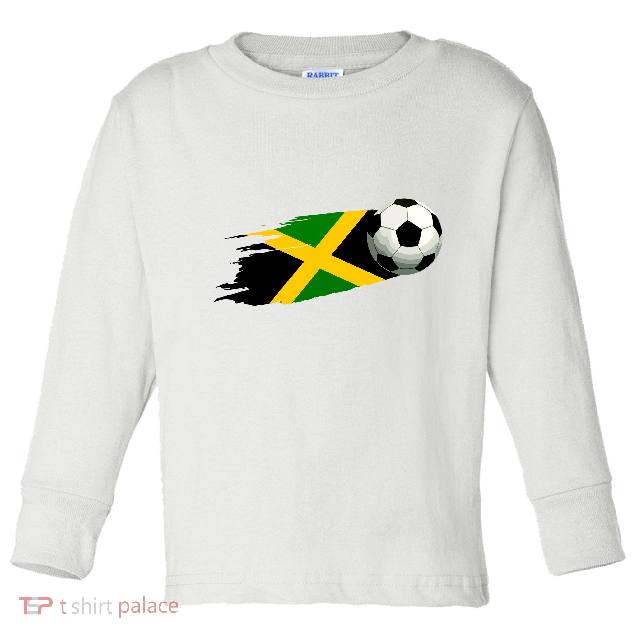 Jamaica Soccer Ball Jamaica Flag Jersey Jamaican Football Toddler Long Sleeve Shirt