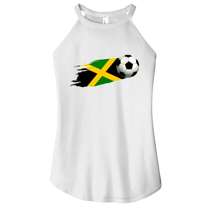 Jamaica Soccer Ball Jamaica Flag Jersey Jamaican Football Women's Perfect Tri Rocker Tank