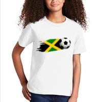 Jamaica Soccer Ball Jamaica Flag Jersey Jamaican Football Kids T-Shirt