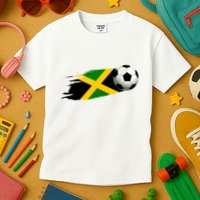 Jamaica Soccer Ball Jamaica Flag Jersey Jamaican Football Kids T-Shirt