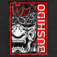 Japanese Samurai Bushido Oni Mask 7 Panel Mesh Trucker Snapback Hat