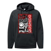 Japanese Samurai Bushido Oni Mask Performance Fleece Hoodie