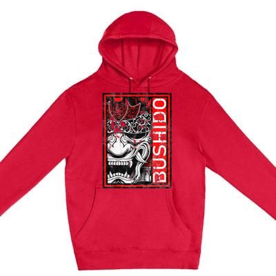 Japanese Samurai Bushido Oni Mask Premium Pullover Hoodie