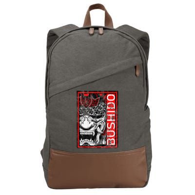 Japanese Samurai Bushido Oni Mask Cotton Canvas Backpack