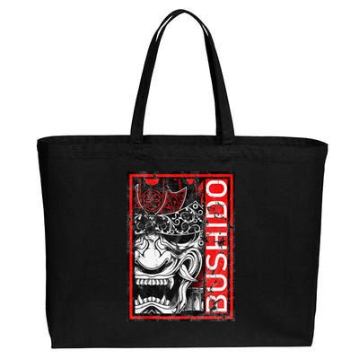 Japanese Samurai Bushido Oni Mask Cotton Canvas Jumbo Tote