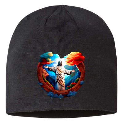 Jesus Surrounded By Nature Sustainable Beanie