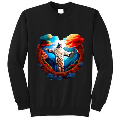 Jesus Surrounded By Nature Tall Sweatshirt