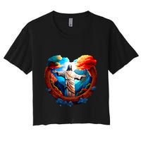 Jesus Surrounded By Nature Women's Crop Top Tee