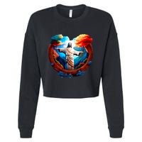 Jesus Surrounded By Nature Cropped Pullover Crew