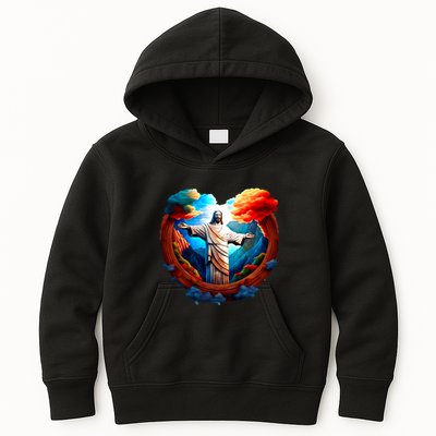 Jesus Surrounded By Nature Kids Hoodie