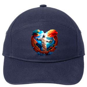 Jesus Surrounded By Nature 7-Panel Snapback Hat