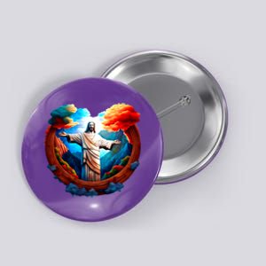 Jesus Surrounded By Nature Button