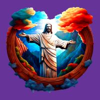 Jesus Surrounded By Nature Button