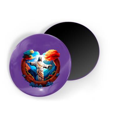 Jesus Surrounded By Nature Magnet