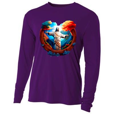 Jesus Surrounded By Nature Cooling Performance Long Sleeve Crew