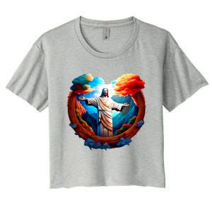 Jesus Surrounded By Nature Women's Crop Top Tee