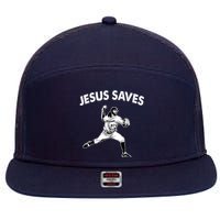 Jesus Saves Baseball Team Heaven 7 Panel Mesh Trucker Snapback Hat