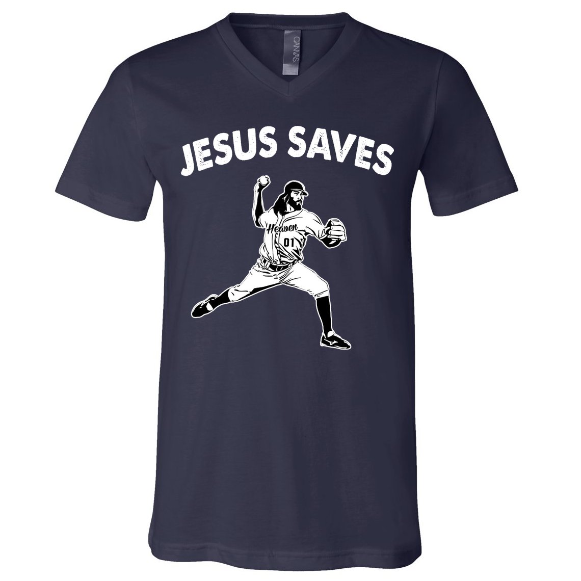 Jesus Saves Baseball Team Heaven V-Neck T-Shirt