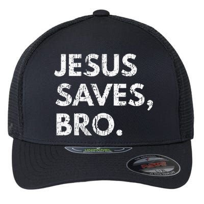 Jesus Saves Bro Vintage Pro Christian Religious Believer Flexfit Unipanel Trucker Cap