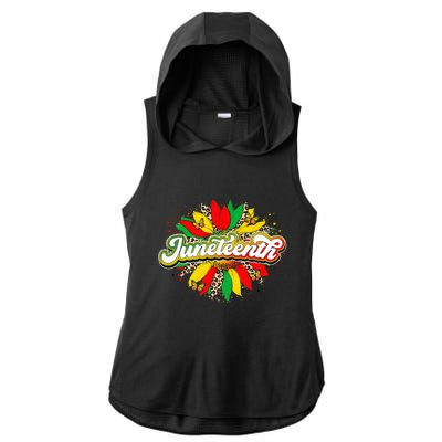 Juneteenth Sunflower Black History Pride African American Ladies PosiCharge Tri-Blend Wicking Draft Hoodie Tank