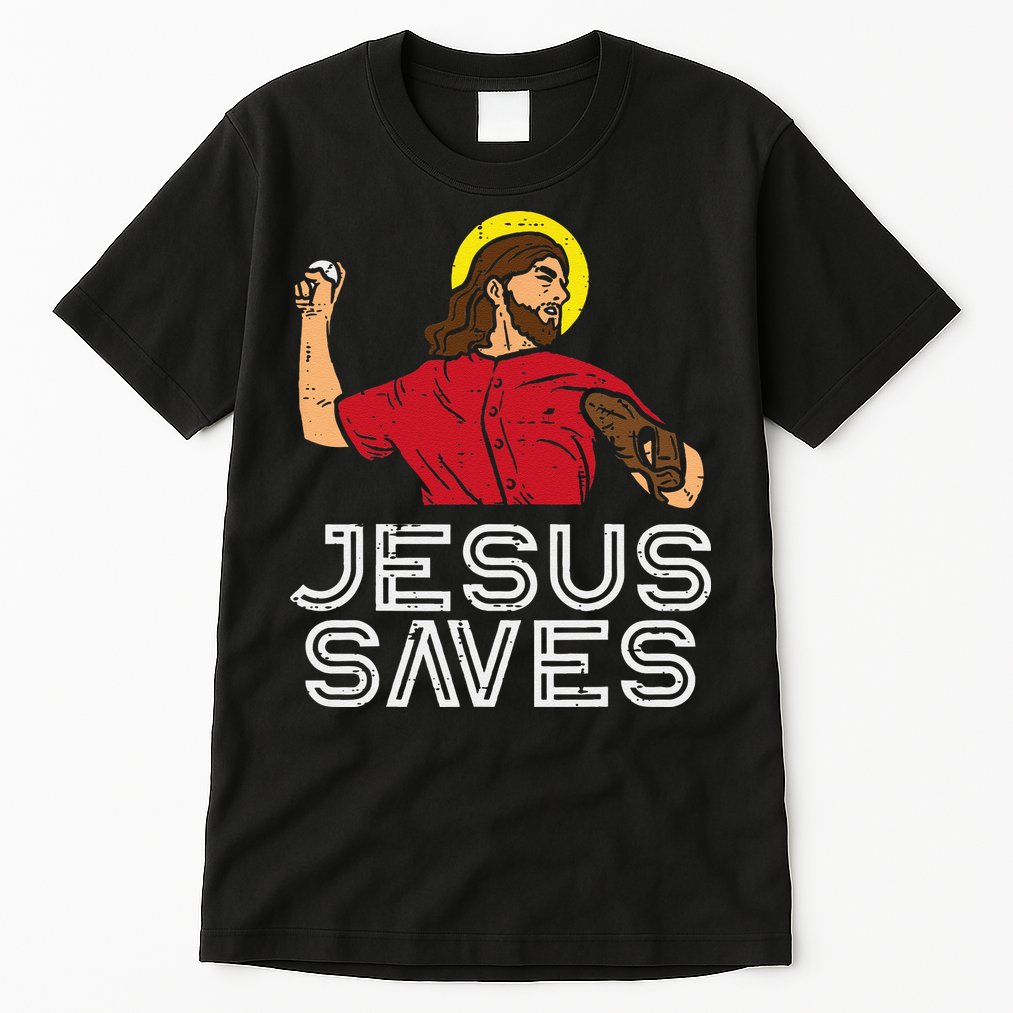 Jesus Saves Baseball God Sports Christian Tall T-Shirt
