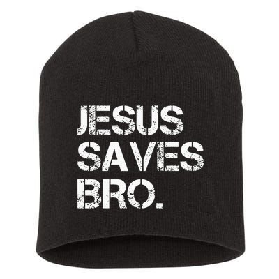 Jesus Saves Bro Vintage Funny Christian Religion Short Acrylic Beanie