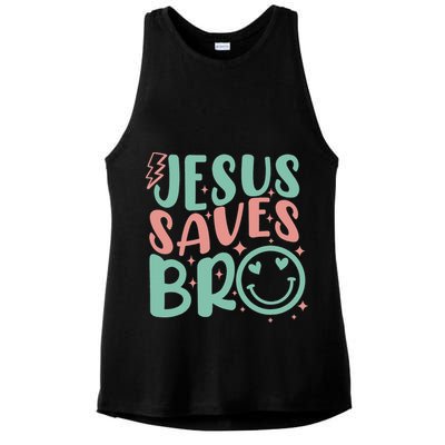 Jesus Saves Bro Retro Christian Religious Ladies PosiCharge Tri-Blend Wicking Tank