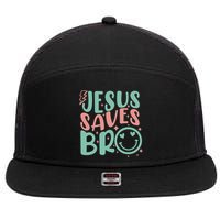 Jesus Saves Bro Retro Christian Religious 7 Panel Mesh Trucker Snapback Hat