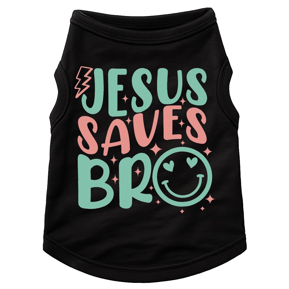 Jesus Saves Bro Retro Christian Religious Doggie Tank