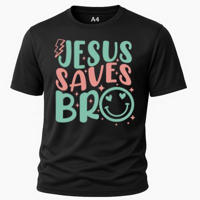 Jesus Saves Bro Retro Christian Religious Cooling Performance Crew T-Shirt