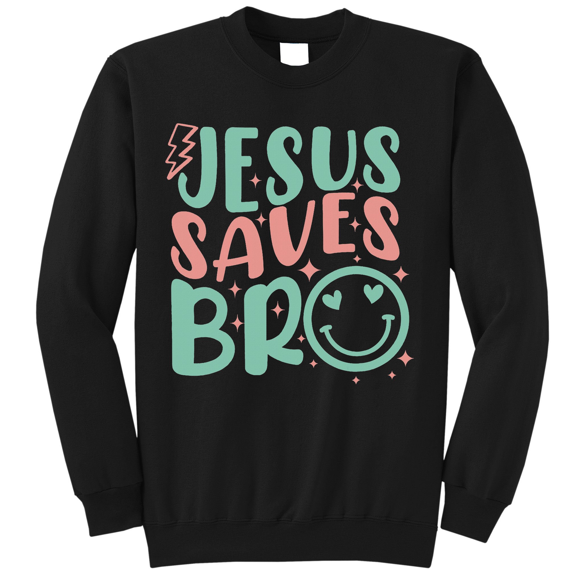 Jesus Saves Bro Retro Christian Religious Sweatshirt
